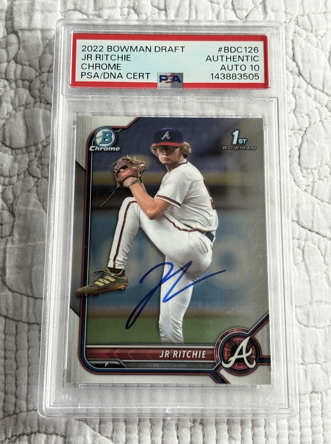PSA 10 JR Ritchie Signed 2022 Bowman Draft 1st Bowman Chrome ATL AUTO GRADE 10!