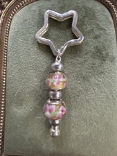 Star Keychain Glass Beads Silver Beads Bag Backpack Charm 3.5