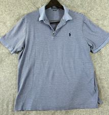 Polo Ralph Lauren Polo Shirt Mens XL Blue Striped Classic Fit Sports Performance