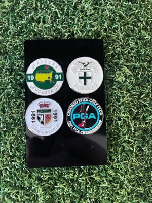 4er Set flache Golfball Marker 1991 Majors Masters, US Open, PGA etc. PORTOFREI