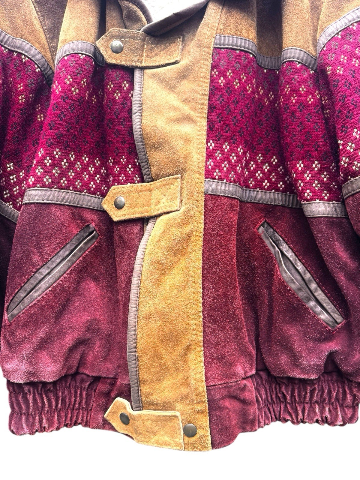 Vintage Shearling Jacket Patchwork Suede Lined Sh… - image 7