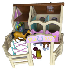 Precious Ponies Playset Horse Stable Barn Toy Fence Show Horses Lakeshore