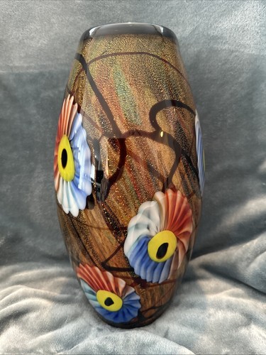 SELTENE - RIESIGE - MURANO MUNDGEBLASENE GROSSE MILLEFIORE ABSTRAKTE GLAS VASE - MAKELLOS! - Bild 3 von 11