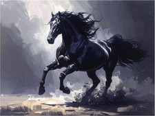 Tile Mural Running Black Stallion Galloping Horse Kitchen Shower Wall Backsplash