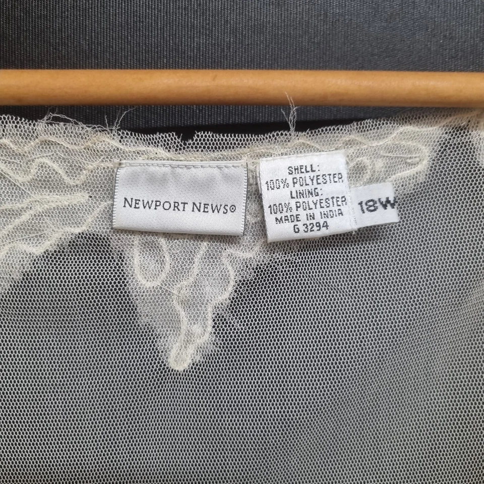 VTG Sheer Mesh Lace Overlay Dress Gown Wedding Sequin Drop Waist Flapper Sz 18 - Image 3 of 4