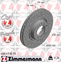 1X Bremsscheibe Formula Z Zimmermann 460.4510.70 FüR 911 Porsche 991 992 Targa