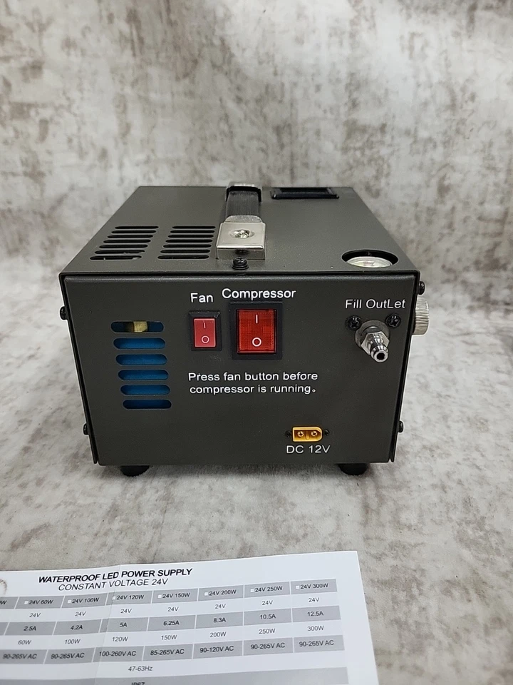 110v AC/12V DC High Pressure Air Compressor Only Read Description  - Image 2 of 4