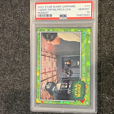 Topps 2022 Star Wars Sapphire #17 Lord Vader Threatens Leia Green /75 PSA 10