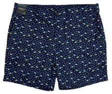 Men's Roundtree Yorke Performance Straight Fit Shorts 40 Fish Print NEW Navy