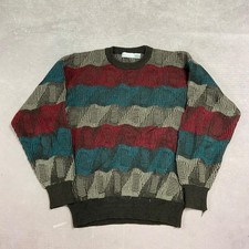 Vintage Knitted Jumper Abstract Patterned Grandad Knit Sweater Men's Xl