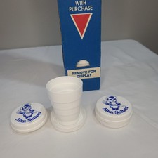 Ancienne Tasse De Voyage Pliable Alka Seltzer – Publicité Vintage Avec Couvercle Porte-pilule