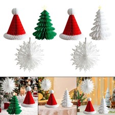 3 Pieces Christmas Paper Honeycomb Ornaments Table Centerpiece Reusable Hanging