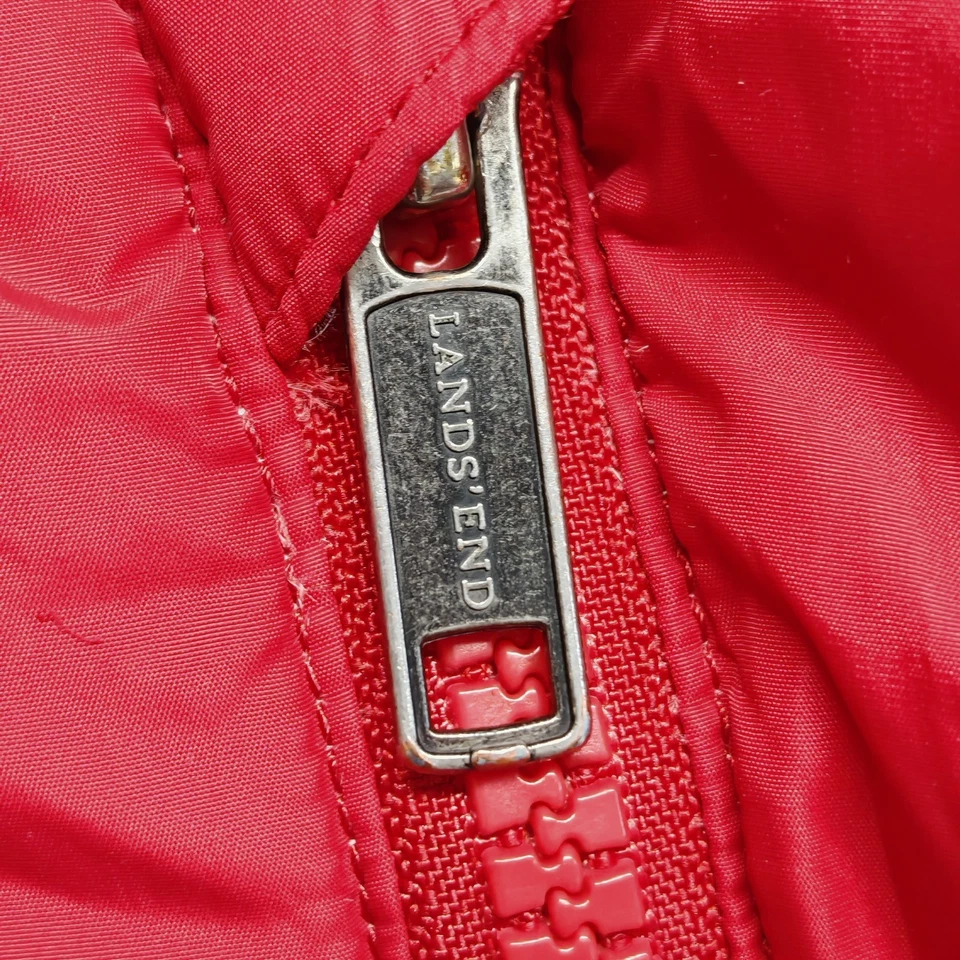 Lands’ End Puffer Jacket Red Nylon Down Fill UK M Warm Winter Coat Mens - Image 4 of 4