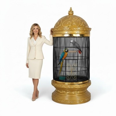 Birdcage Large Parrot Bird Cage with Metal Wires Gold 6 FT Indoor Outdoor Palace