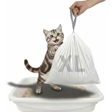 Jumbo Drawstring Cat Litter Box Liners 6 Count Heavy Duty Tear Resistant