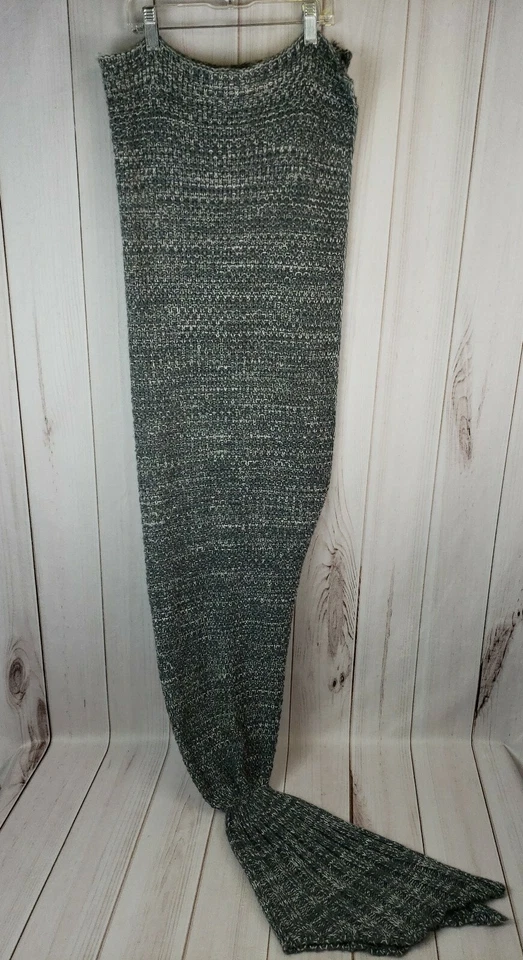 "Manta cola de sirena tejida ganchillo gris edredón alfombra lapgana fingir 60"" de largo" Foto 4 de 4