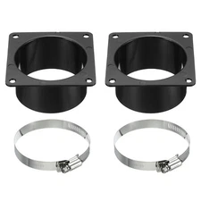 3" Duct Connector Flange Dryer Vent Wall Square to Round with Clamp 2pcs Black