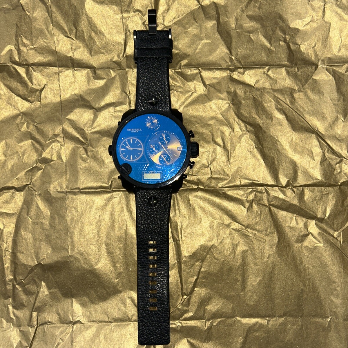 レア★DIESEL★DZ7107デジタル腕時計 ブルー LED DIESEL IRIDESCENT Blue BLACK LEATHER MENS DZ7127 WATCH | eBay