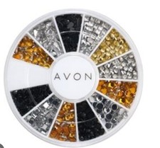 Avon Nail Gems Assortment- Black Gold Silver Colours with FREE Applicator