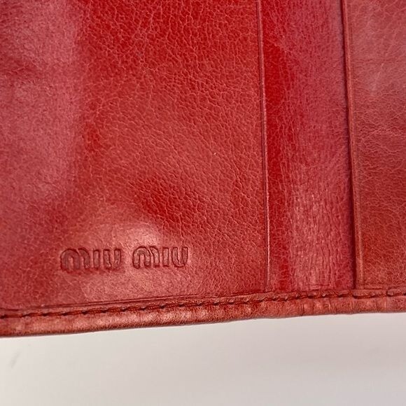 MIU MIU Matelasse Wallet Key Holder Leather Red Authentic Gold