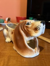 Vintage Planter Hound Dog Basset Hound w/2 op...