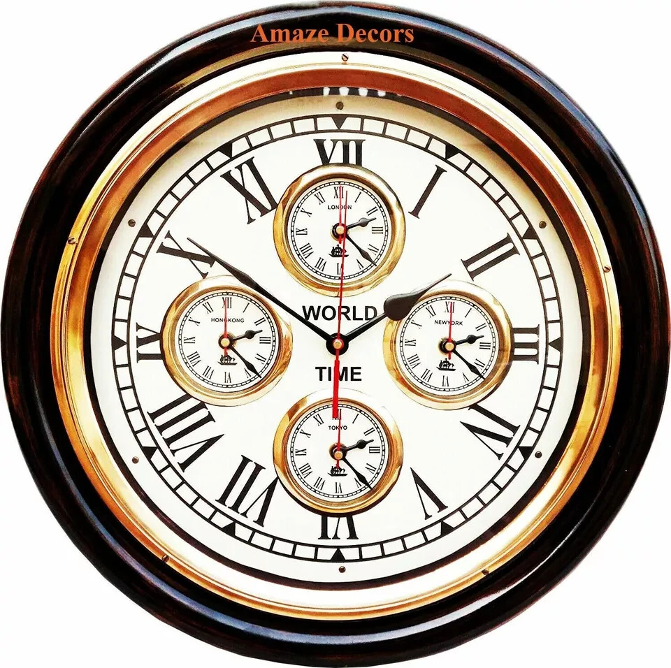 Vintage Antique Style Brass Home Décor Wall Clock Modern Battery Operated