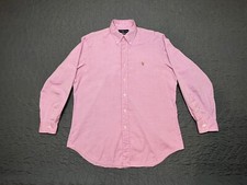 Vintage Ralph Lauren Classic Fit Pink Dress Shirt Mens Medium 16 Full Color Pony