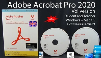 Adobe Acrobat Pro 2020 Vollversion Box + CD Win/Mac Englisch Student/Teacher NEU - Bild 1 von 4