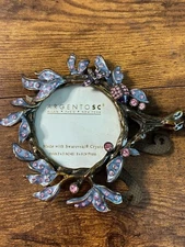 Argento SC SWAROVSKI Pink Crystals Blue Leaves Ladybug Dragonfly Tree Frame