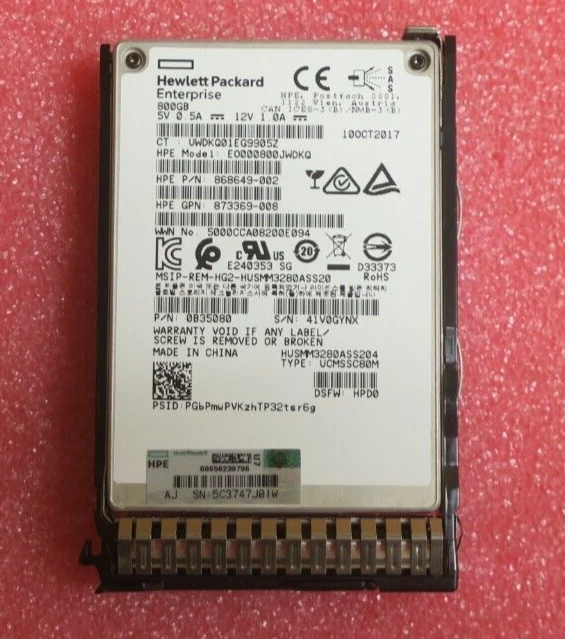 HP 800GB SAS 12G 2.5" Hot-Plug WI Solid State Drive SSD 873564-001 873355-B21 - Image 2 of 4