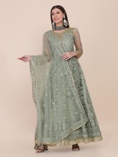 ATSEVAM Embroidery Designed Traditional Pista Green Anarkali Salwar Suit Set