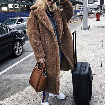 Womens Winter Coats Teddy Bear Feel Fur Long Oversized Luxury Thick Maxi  Jackets 