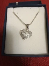 Clear Heart Pendant with crystals and 18" chain as shown