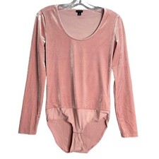 J. Crew Jeans Long Sleeve Velvet Bodysuit Women's S Pink Preppy Holiday