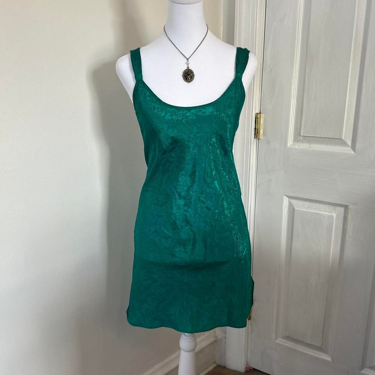 green slip mini dress Women's Green Slip Dress Mini Satin