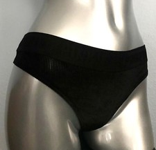 PINK Victoria's Secret Thong Panty New VS Black Ribbed Velvet Logo Band S M L
