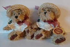 Lot 2 Vintage Pickford Bears Brass Button Collectables 10" Rosie Bear of Joy  