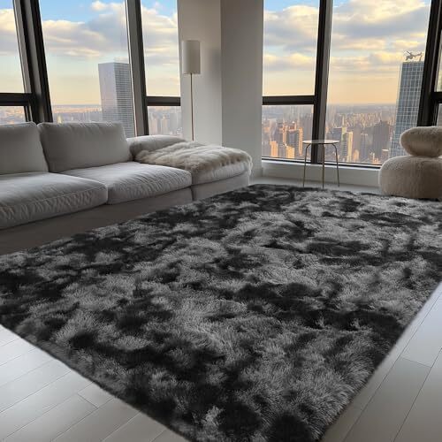 Soft Area Rug for Living Room Bedroom 9x12 Feet 9 x 12 Feet Tie-dyed Dark Grey - Picture 1 of 6