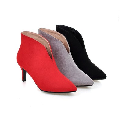 red kitten heel boots uk