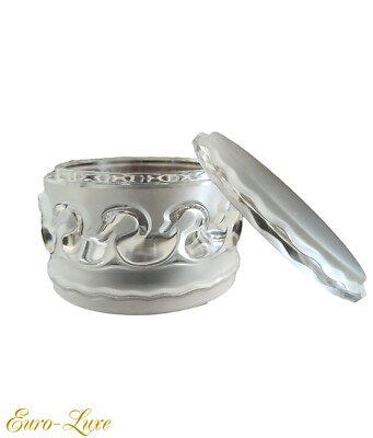 LALIQUE SIGNED FROSTED CRYSTAL CANARDS DUCKS SWANS VANITY DRESSER BOX WITH LID