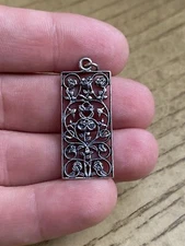 Vintage Wheeler Manufacturing 925 Sterling Silver Designer Signed Open Pendant