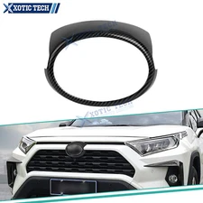 1X Carbon Fiber ABS Front Grille Logo Ring Decorative Trim For Toyota RAV4 19-25