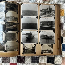 Vintage Us Navy Album. Photos, Post Cards, Booklets. Written Notes. 1950