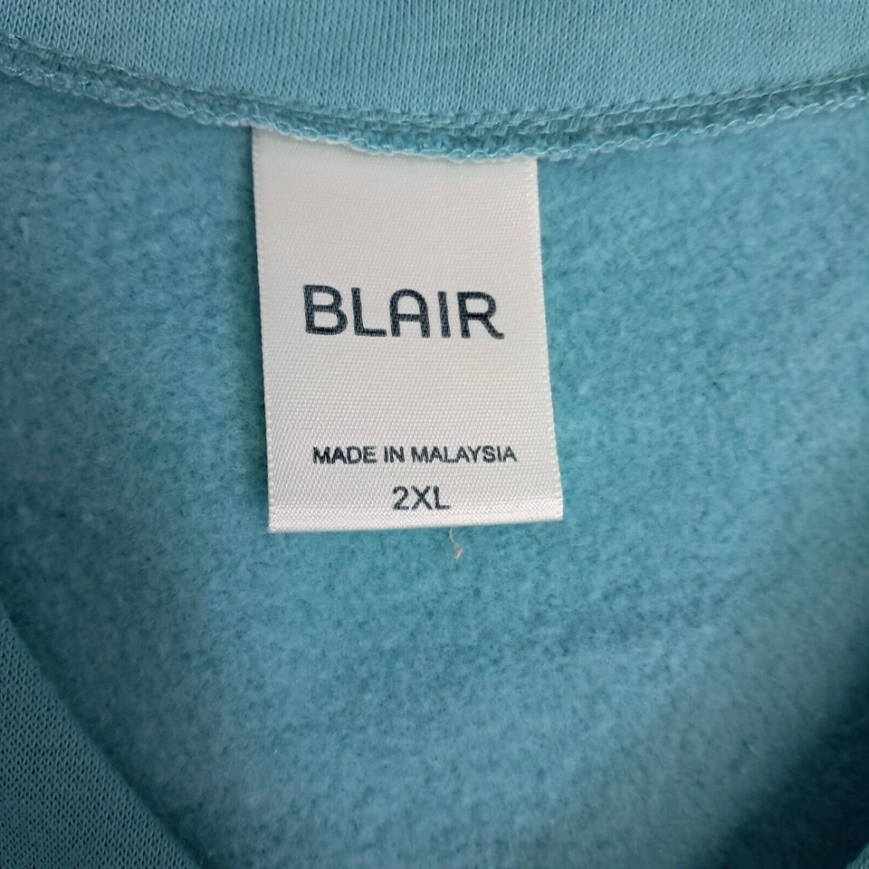 Blair Women's Long V Neck Sweater Sleep Soft Pull Over Teal 2X-Large RN81700 - Image 3 of 4