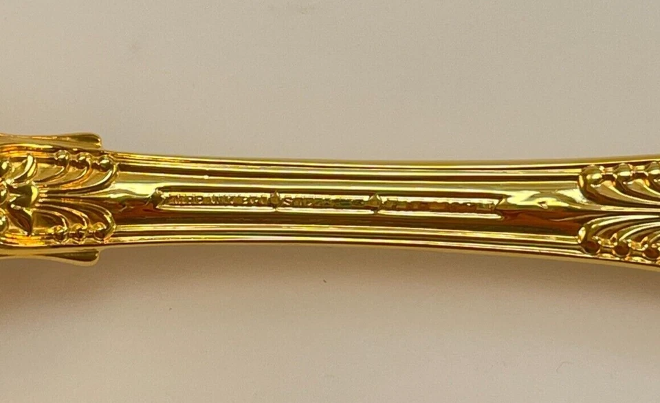 Tenedor de almuerzo Tiffany English King plata esterlina oro - 6 7/8" - con monograma Foto 4 de 4