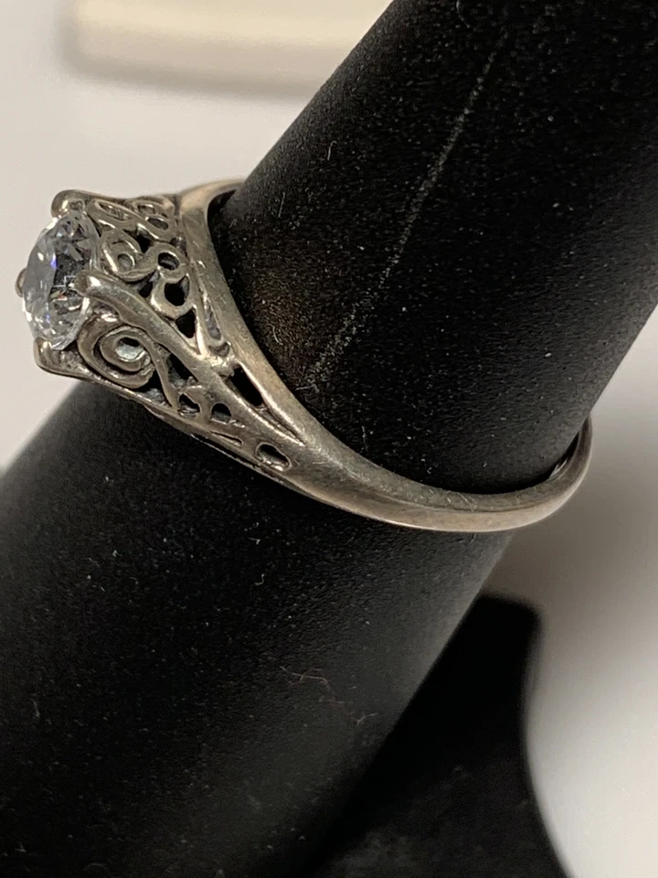 Anillo Kabana de plata de ley 925 delicado zafiro blanco piedras preciosas talla 6 * Foto 2 de 3