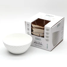 Mikasa Trellis Bone China 4.5" Small White Dessert Fruit Bowls, Set of 4