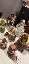 Christmas Holiday Snow Globes Lot - Santa, Snowman, Hand Painted Glass