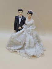 Vintage 1960's Mid Century Bride Groom Wedding Cake Topper 3.5" Z3