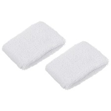 2Pcs 8x5cm Sport Wristbands Terry Absorbent Tennis Sweatband, White